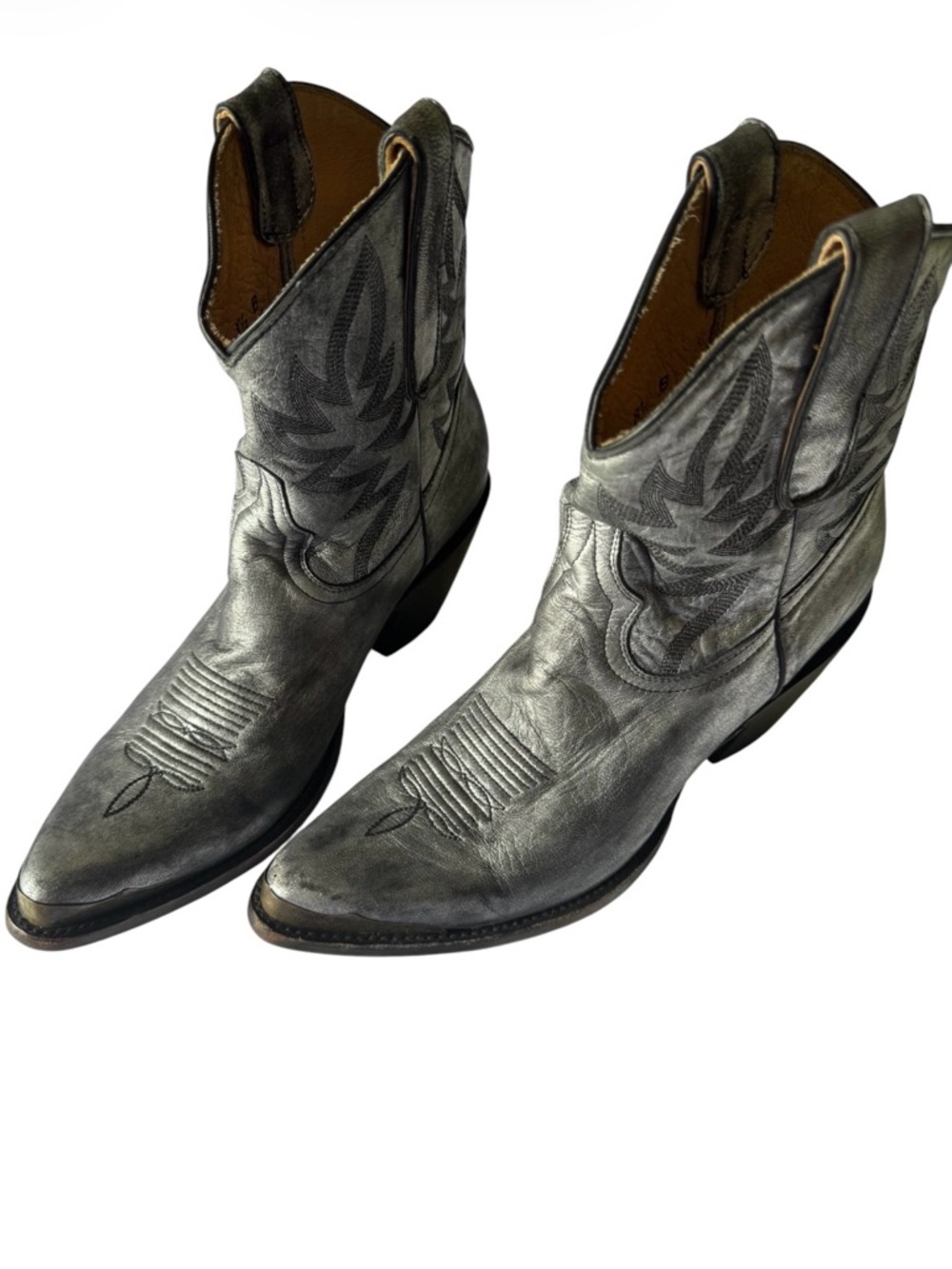 Men's Silver Western Cowboy Boots - Classic Embossed Leather